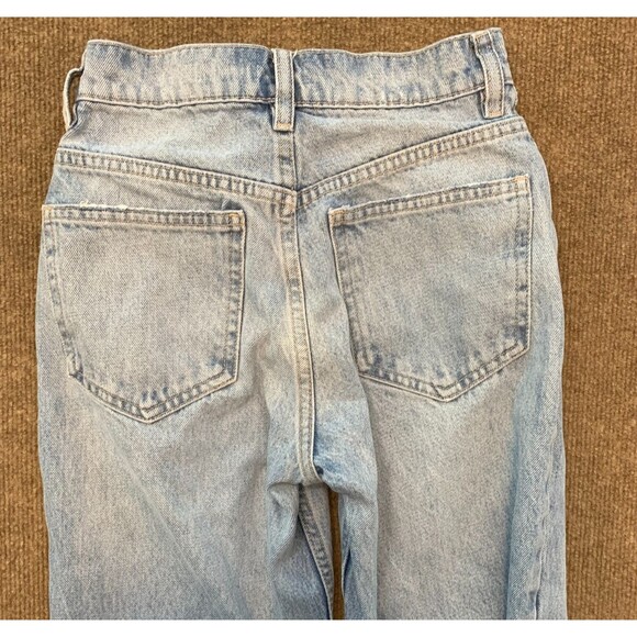 Zara Jeans Womens 0 (24x29) Mid Rise Straight Leg Button Fly Distressed Denim - Picture 2 of 10